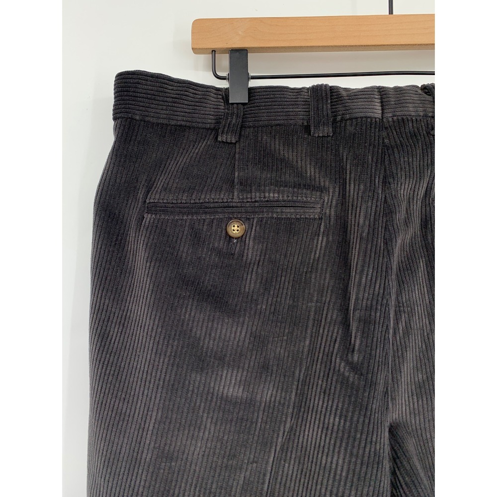 Orvis Corduroy Pants Mens 38 Gray Pleated Cuffed Cotton Stretch Relaxed Fall